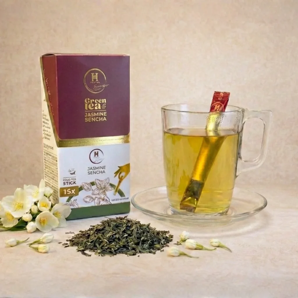 Hilda Tea Jasmine Sencha stick tea – zöld tea, jázmin virágok és zöld tealevél