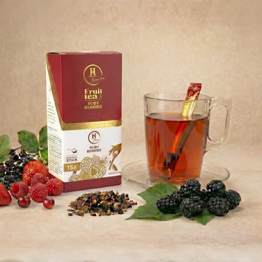 Hilda Tea Ruby Berries stick tea – gyümölcstea, málna, eper, szeder és gyümölcsdarabok